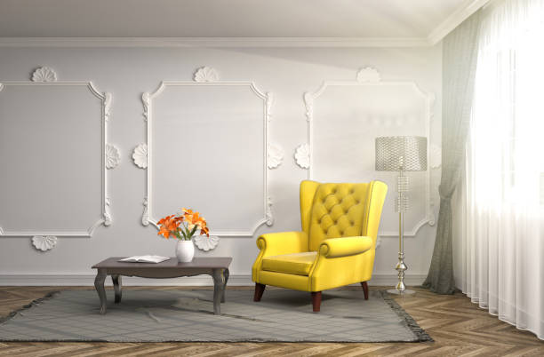 istock interior with chair. 3d illustration 648337660