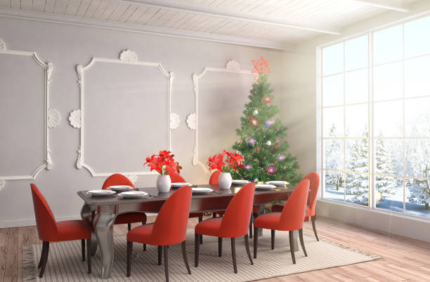 istock Christmas tree with decorations in the living room. 3d illustration 648340202