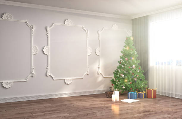 istock Christmas tree with decorations in the living room. 3d illustration 648340228