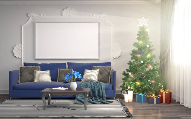 istock Christmas tree with decorations in the living room. 3d illustration 648340260