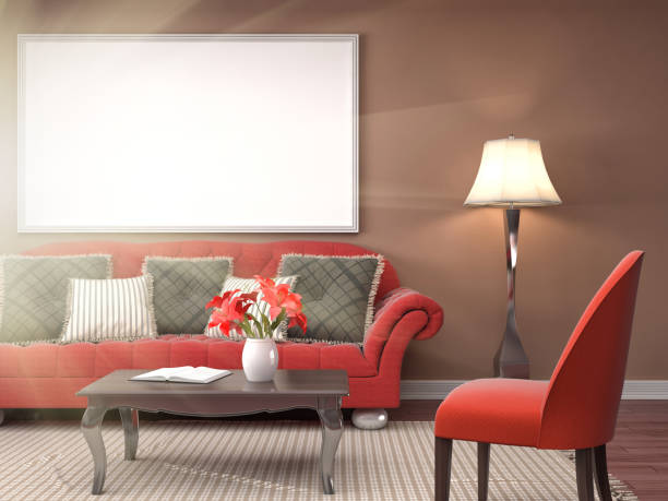 istock mock up poster frame in interior background. 3D Illustration 648340332