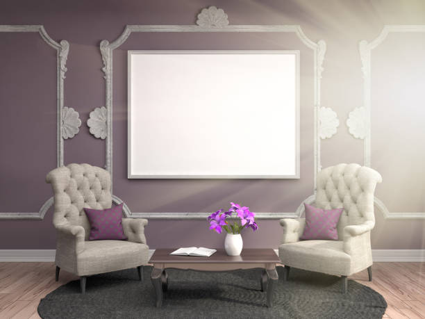 istock mock up poster frame in interior background. 3D Illustration 648340414