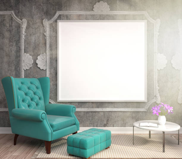 istock mock up poster frame in interior background. 3D Illustration 648340492