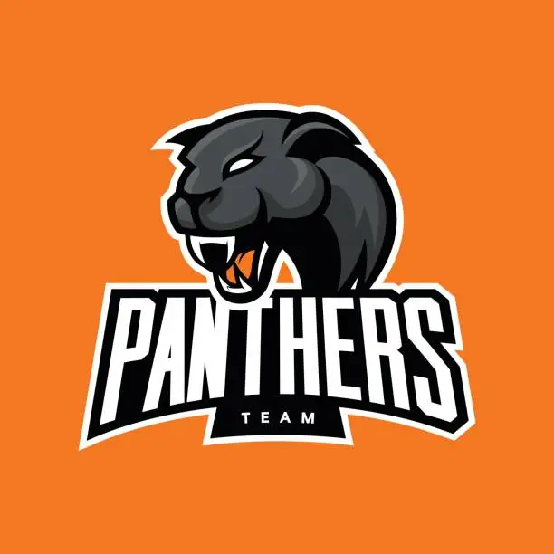 Vector illustration of Furious panther sport vector logo concept isolated on orange background