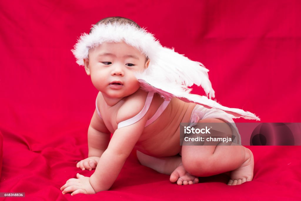 Cupido De Bebé Sobre Fondo Rojo Foto de stock y más banco de imágenes de  Alas de disfraz - Alas de disfraz, Amor - Sentimiento, Asia - iStock