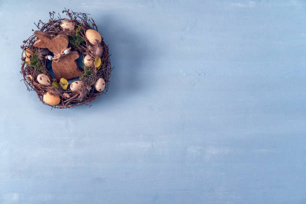 istock Colorful Easter Eggs Decoration on Wooden Background 648355682