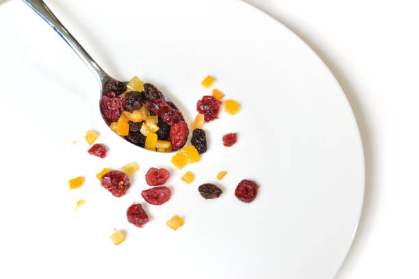 istock Dried fruits on white background 648355734
