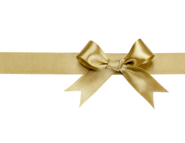 istock Gold ribbon with bow isolated on white 648356108