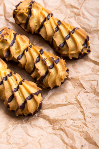 istock cookies with chocolate on baking paper 648359332