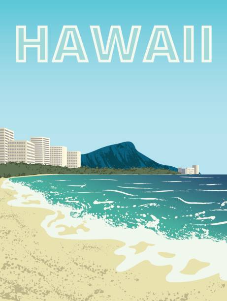 illustrations, cliparts, dessins animés et icônes de île de waikiki plage d’oahu - outdoors waikiki waikiki beach honolulu