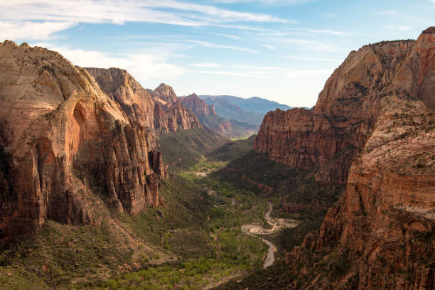 Angels Landing, Zion National Park, Utah, United States The view from Angels Landing in Zion National Park, Utah, United States zion river stock pictures, royalty-free photos & images