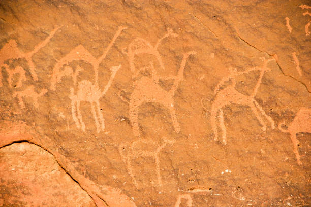 istock Petroglyphs rock art, Wadi Rum, Jordan 648366574