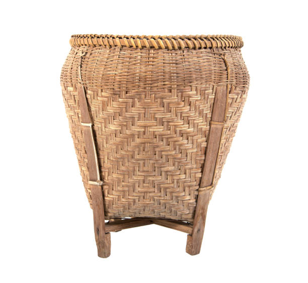 istock bamboo basket.Bamboo basket isolated on white background 648377820
