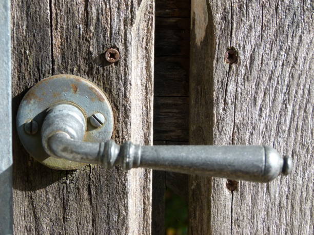 istock Door handle made of metal 648380978