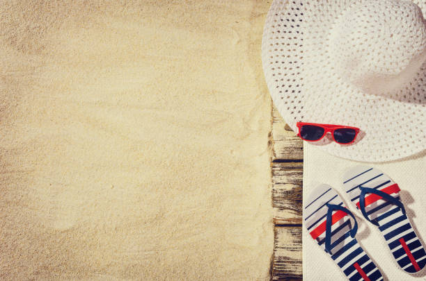 istock Top view of sandy beach. Background with copy space 648382028