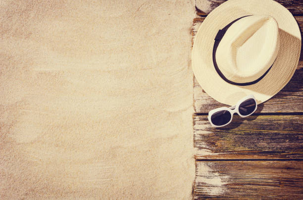 istock Top view of sandy beach. Background with copy space 648382102