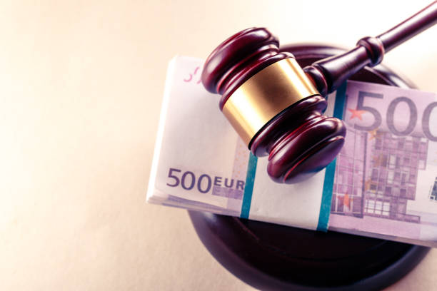 istock Wooden judge's gavel and euro 648390434