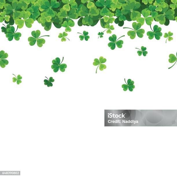 St Patricks Day Horizontal Seamless Background With Shamrock Vector Illustration Stock Illustration - Download Image Now