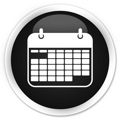 Calendar icon isolated on premium black round button abstract illustration
