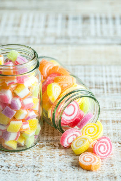 istock colorful fruit jelly candy on wooden 648400888