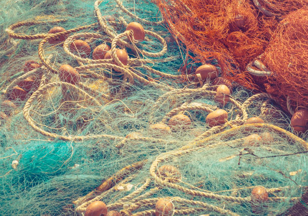 Fishing nets background stock photo
