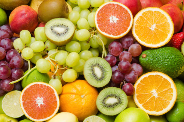 istock Various fresh fruits background for healthy 648405446