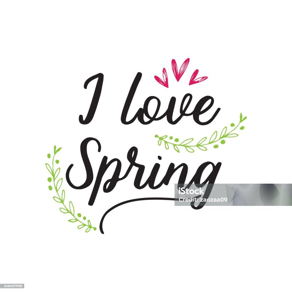 Spring Calligraphy Set Hello Spring Lettering Hand Written Set Calligraphy Postcard Or Poster ...