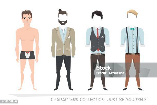 Clothing Sets For Men Constructor Character Stock Illustration - Download Image Now - Doll, Getting Dressed, Men