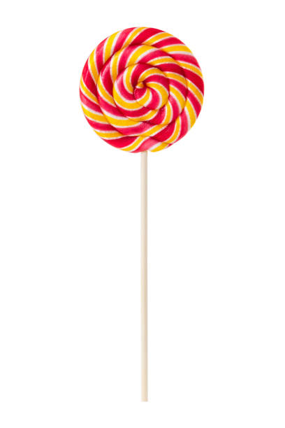 istock Sweet lollipop with yellow and red stripes 648413362