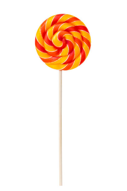 istock Sweet lollipop with yellow and red stripes 648413568
