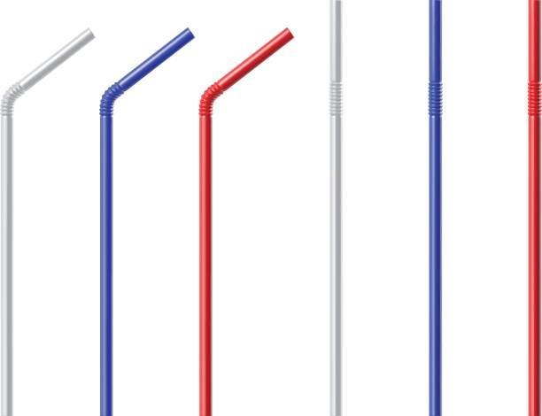 Drinking straw RGB vector illustration - created with gradient mesh, 3D model with studio lighting and pathtracing render used for reference drinking straw stock illustrations