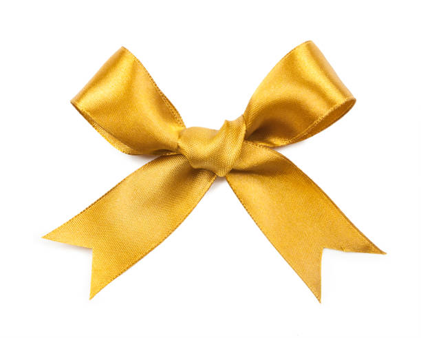 istock Gold ribbon with bow isolated on a white background 648438952
