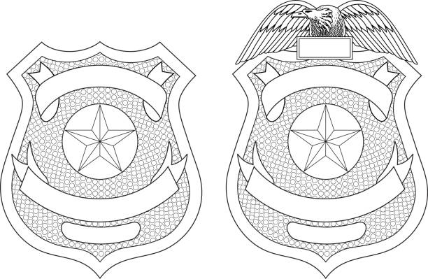 полицейский значок правоохранительных органов или щит - sheriff star badge vector stock illustrations