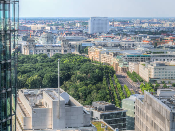 istock Aerial view on Brandenburg Gate and Reichstag. 648446036