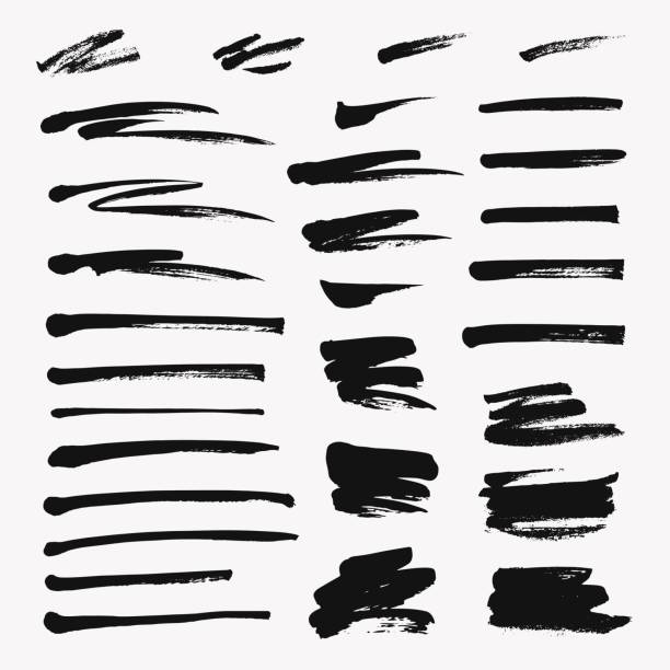 Hand drawn set of brushstroke. Vector grunge objects Hand drawn set of brushstroke. Vector grunge objects highlighter stock illustrations