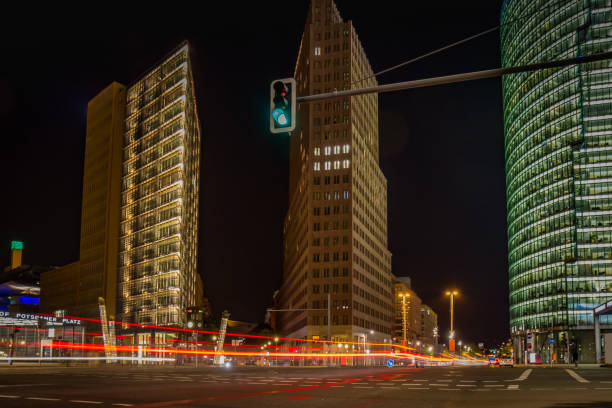 istock Potsdamer Platz at by night in Berlin, Germany 648448736