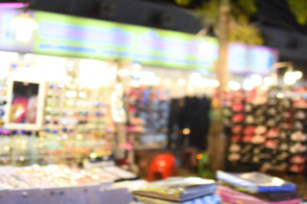 istock Blur shops selling traditional street stalls. 648449262