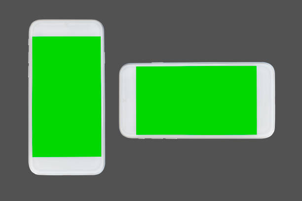 istock Smartphone green clipping inside isolated on gray background. 648449794