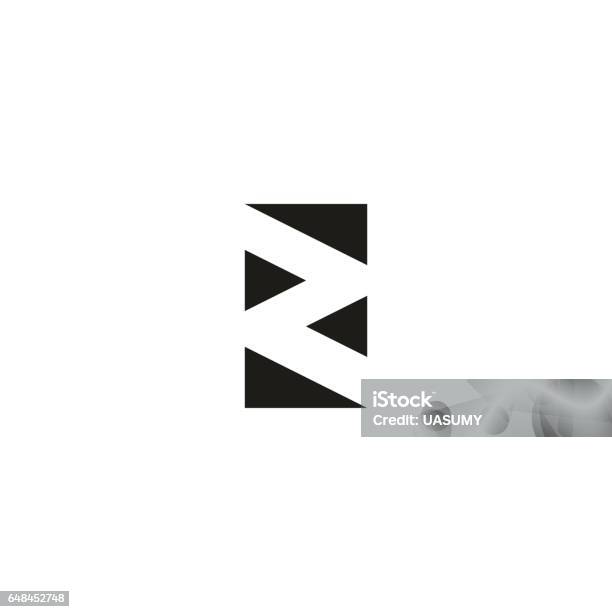 Letter Z Logo Black And White Graphic Geometric Triangle Flat Shape Abstract Zipper Emblem Stock Illustration - Download Image Now