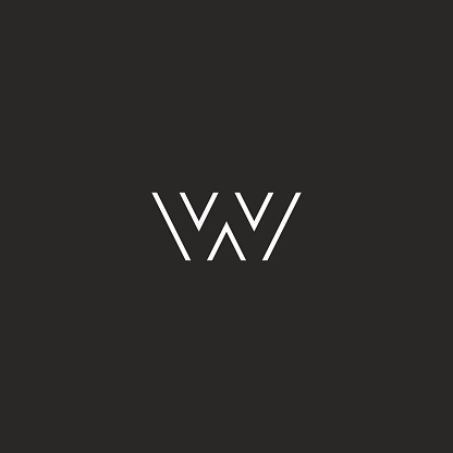 Letter logo W monogram initial, black and white hipster emblem, typography design element