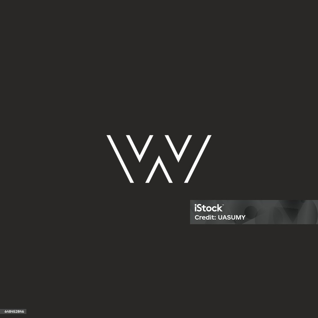 Letter logo W monogram initial, black and white hipster emblem, typography design element Letter W stock vector