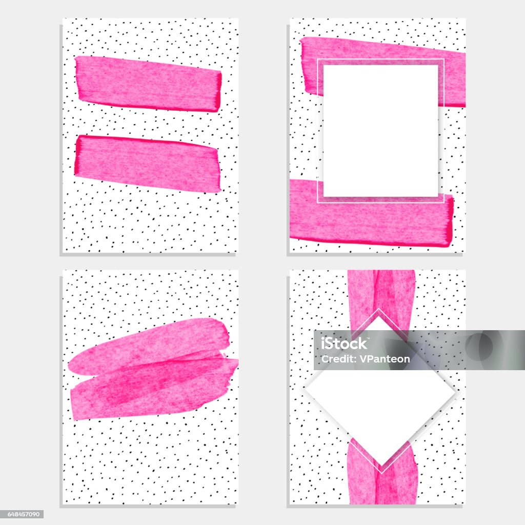 Pink paint brush textured background for promo banner Pink paint brush textured background for promo banner. Vector Pink Lipstick mark set isolated on white dotted background with frame Beauty stock vector
