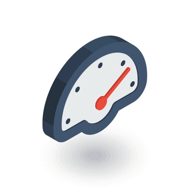 speedometer, dashboard isometric flat icon. 3d vector vector art illustration