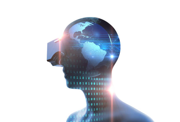istock 3d rendering of  human in VR headset on futuristic technology 648461808