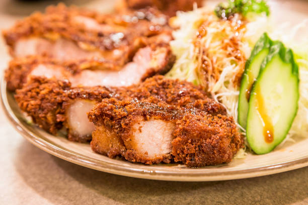 istock Closeup Japanese deep-fried pork cutlet - Tonkatsu 648464112