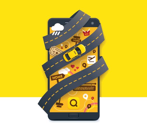 значок мобильного приложения vector taxi - smart phone mobility computer icon concepts stock illustrations