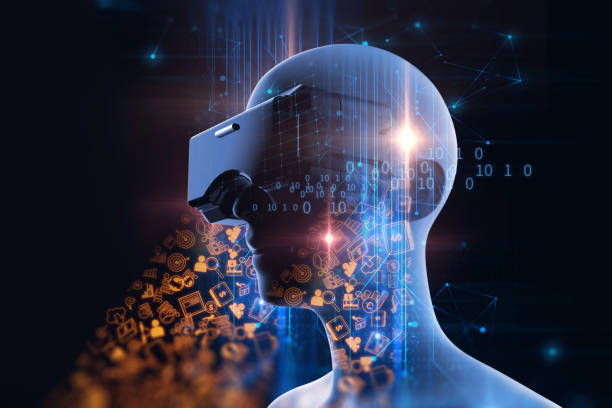 istock 3d rendering of  human in VR headset on futuristic technology 648467092