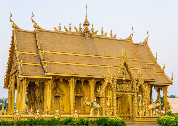 istock Wat paknam joelo architecture temple all gold color 648467126