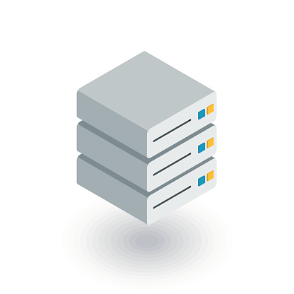 data center, server isometric flat icon. 3d vector colorful illustration. Pictogram isolated on white background