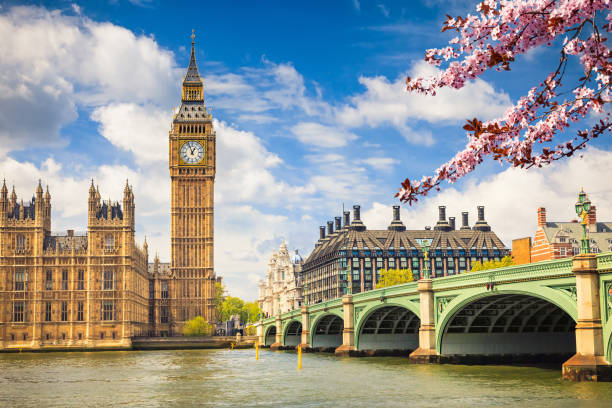 Big Ben in London Big Ben and westminster bridge in London spring flowing water photos stock pictures, royalty-free photos & images